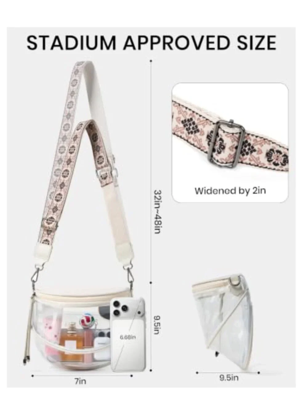Clear Crossbody Bag Stadium Approved PVC Bum Bag Concerts Travel